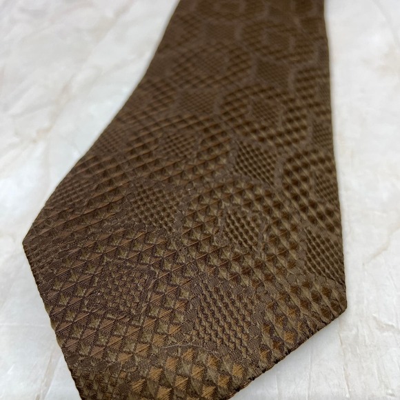 None Other - Retro Men's Sears The Men's Store Geometric Polyester Brown Necktie Tie TG9-T2